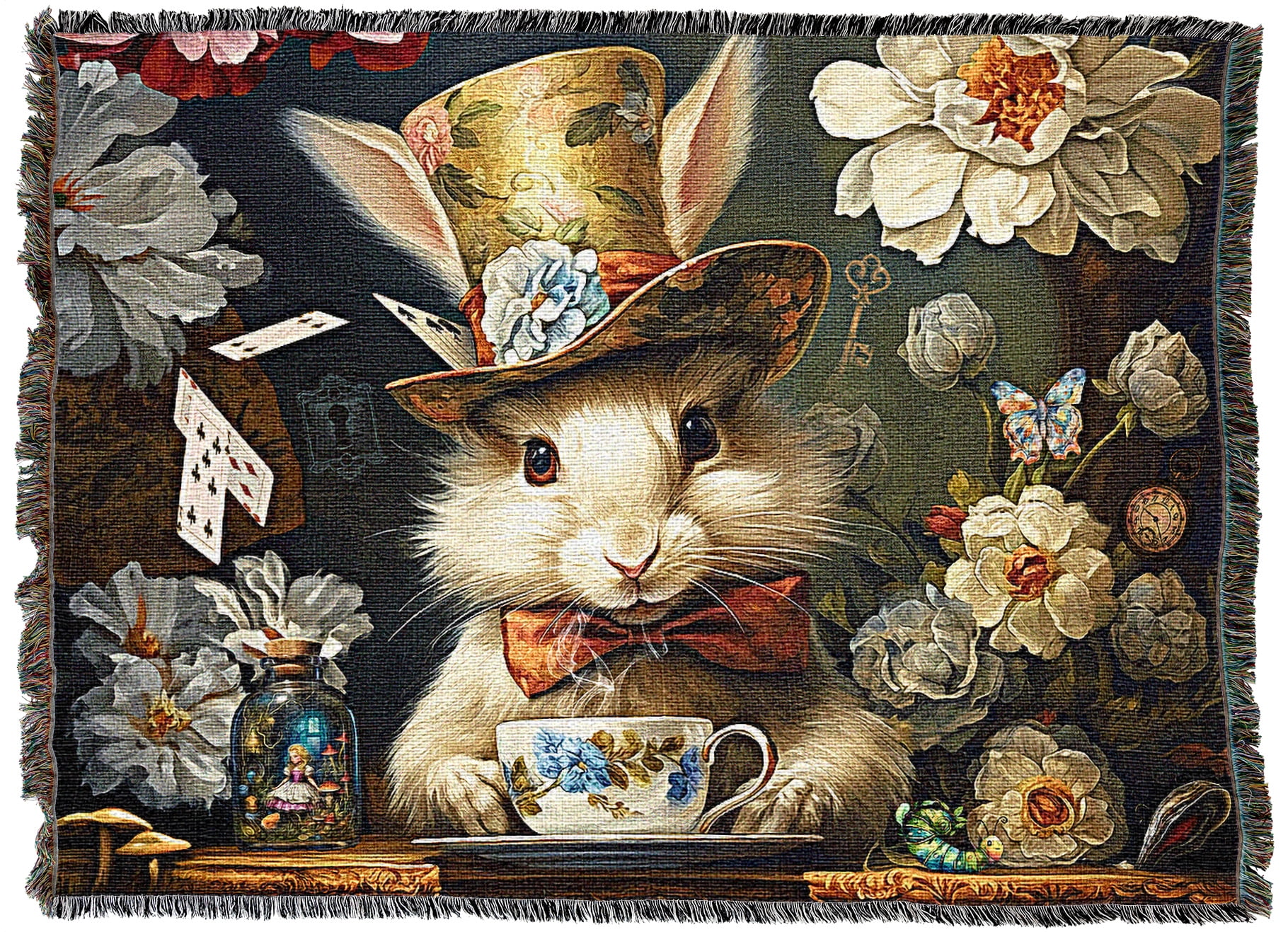 Pure Country Weavers White Rabbit Blanket Cotton Tapestry Throw - Made in The USA - 72" x 54"