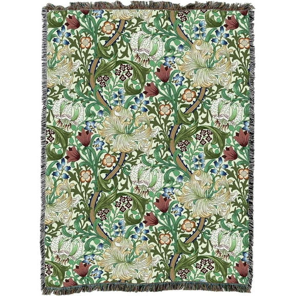 Pure Country Weavers William Morris Golden Lily Blanket XL - Arts & Crafts - Gift Tapestry Throw Woven from Cotton - Made in The USA (82x62)