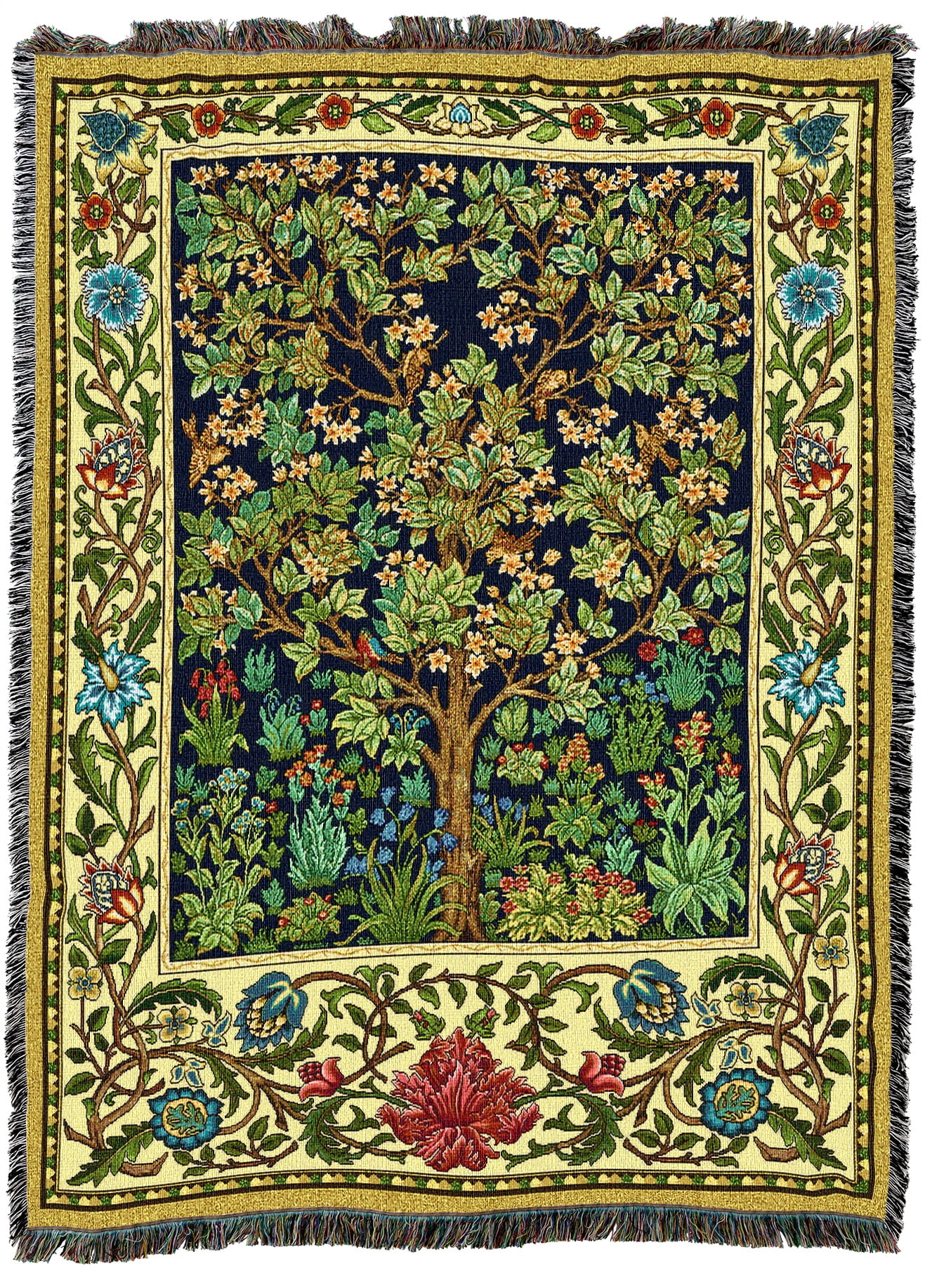 Pure Country Weavers Tree of Life By William Morris Blanket - Arts & Crafts - Tapestry Throw Woven from Cotton - Made in the USA (72x54)