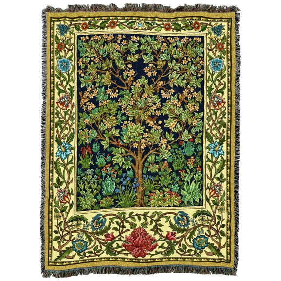 Pure Country Weavers Tree of Life By William Morris Blanket - Arts & Crafts - Tapestry Throw Woven from Cotton - Made in the USA (72x54)