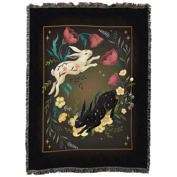 Pure Country Weavers Yin Yang Rabbit Large Tapestry Throw Woven from Cotton - Made in The USA (72x54)