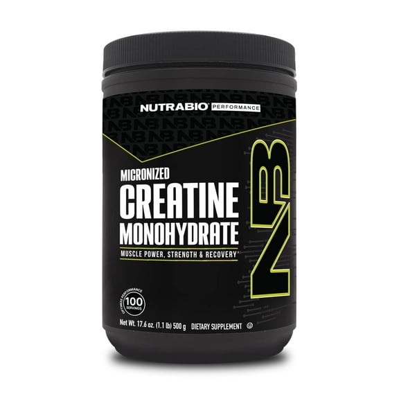 NutraBio Pure Creatine Monohydrate Powder Supplement, Unflavored, (500g) - Supports Bulk Muscle Energy, Recovery, and Strength - for Men and Women