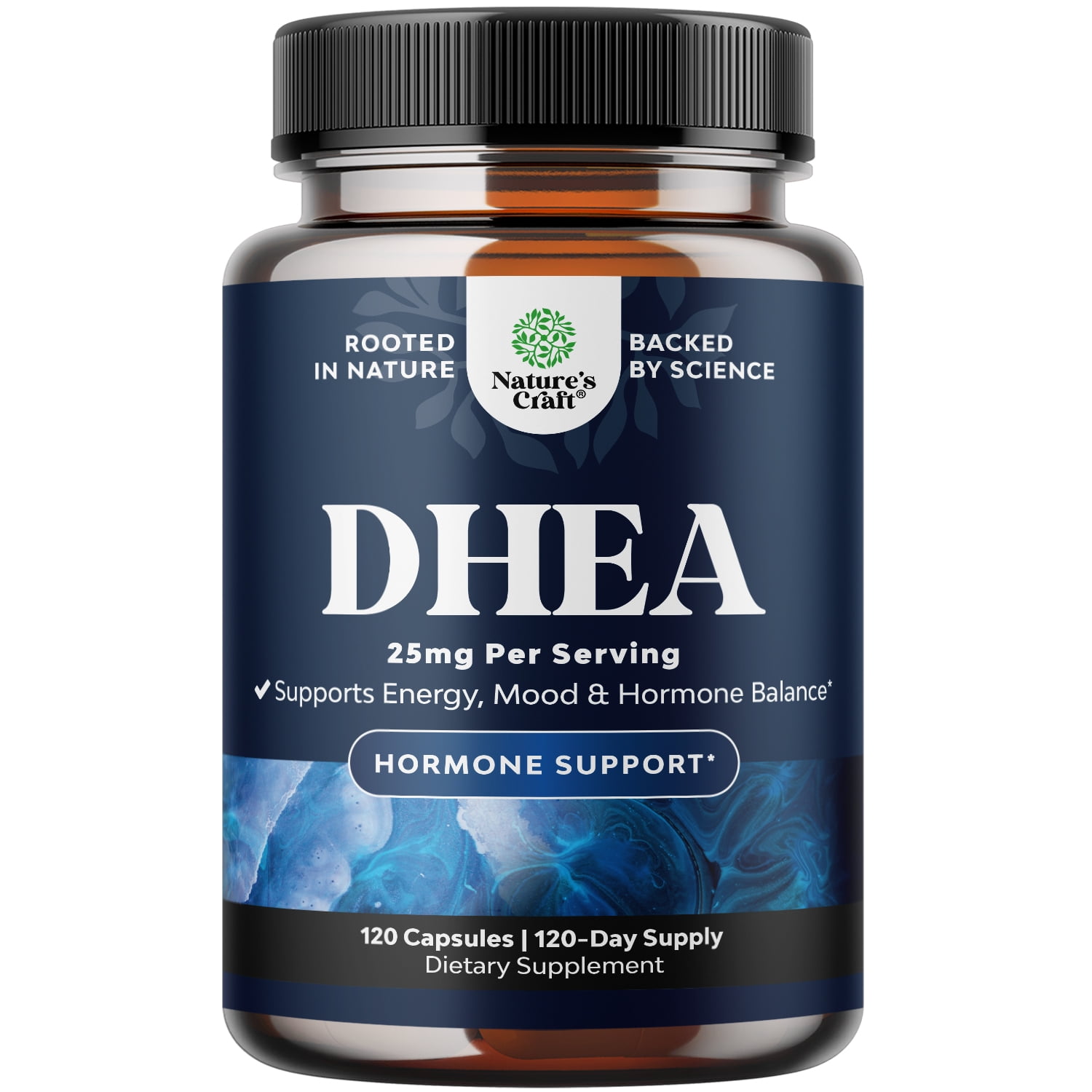 Pure DHEA 25mg for Women and Men Extra Small Capsule High Absorption DHEA Supplement for Women