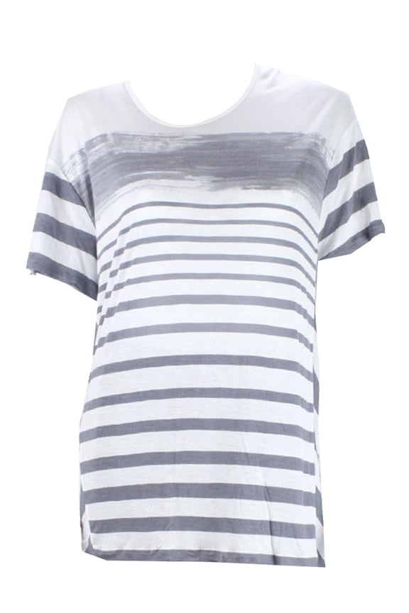 Pure DKNY White Striped Short-Sleeve Tee S