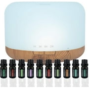 Pure Daily Care 300 ml Aromatherapy Diffuser & 10 Therapeutic Grade Essential Oil Set, Cylinder Lavender Orange