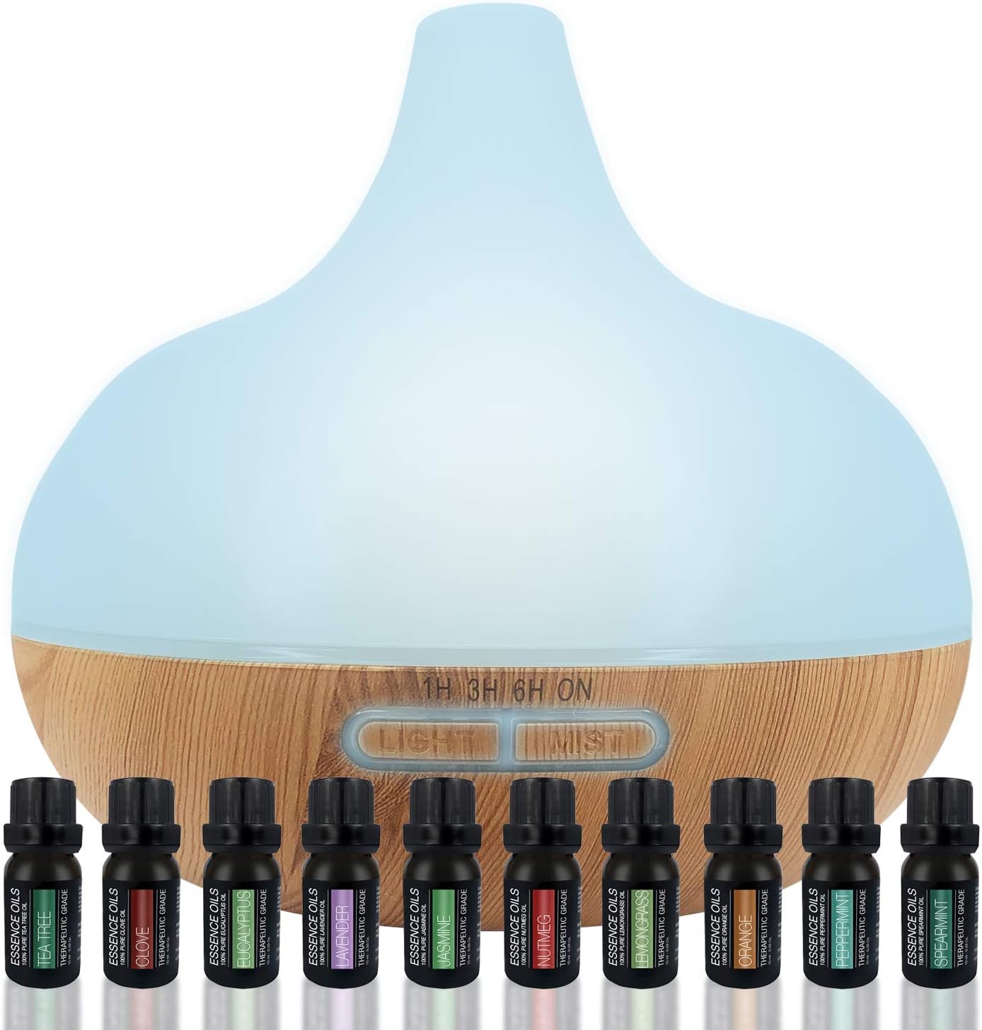 Pure Daily Care 300 ml Aromatherapy Diffuser & 10 Therapeutic Grade Essential Oil Set, Triangle Light Brown - image 1 of 7