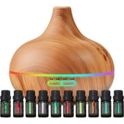 Pure Daily Care - Aromatherapy Diffuser & Essential Oil Set - Ultrasonic Diffuser & Top 10 Oils - Modern Design with Timer & Ambient Lights