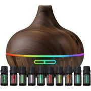 Pure Daily Care - Aromatherapy Diffuser & Essential Oil Set - Ultrasonic Diffuser & Top 10 Oils, Timer & Ambient Lights