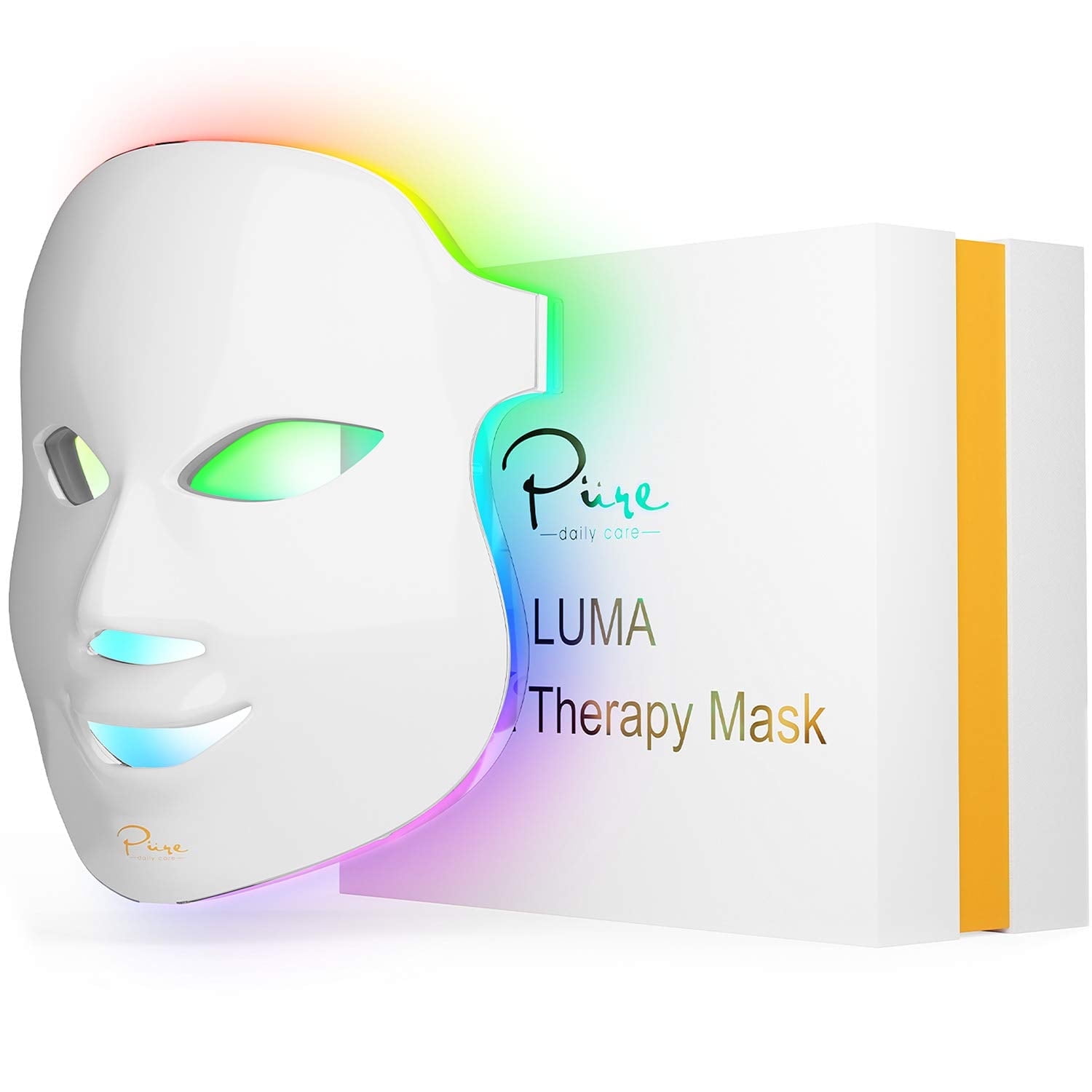 Pure Daily Care LED Light Therapy Luma Mask, 7 Advanced Lights Therapy, Timer, Remote Control, Anti-Aging, All Skin Types