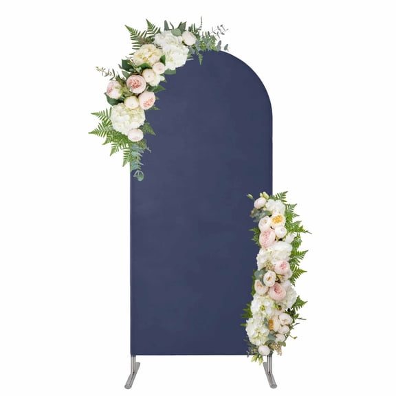 Pure Dark Blue Arch Backdrop Cover 5FT, Simple Solid Color Spandex Fitted Stretchy Arch Stand Covers, Round Top Chiara Backdrop Cover for Wedding Party Birthday Baby Shower