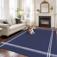 thumbnail image 1 of Pure Dark Blue Area Rug 5x8 FT, Non Slip Bedroom Throw Carpet, Simple Solid Color Washable Soft Floor Carpet Non-Shedding Rug for Living Room Nursery Dorm Office, 1 of 9