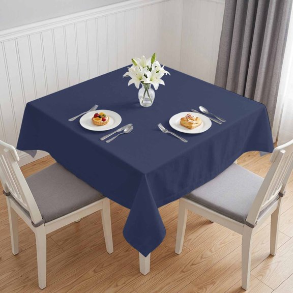 Pure Dark Blue Table Cloth Waterproof Tablecloths, Simple Solid Color Tablecloth Dining Table Cover for Kitchen Party Tabletop Outdoor, Square Tablecloth 54x54 Inch