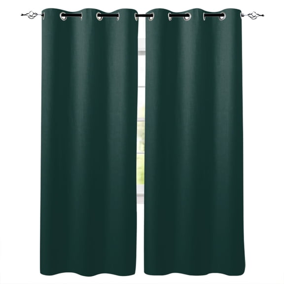 Pure Dark Green Blackout Curtains 45 Inches Long, Simple Solid Color Thermal Insulated Black Out Curtains, Small Darkening Window Curtain Drapes for Cafe Bedroom 42"x45" 2 Panels