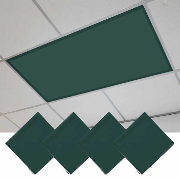 Pure Dark Green Fluorescent Light Covers, Simple Solid Color Magnetic Light Covers for Ceiling Lights, Fluorescent Ceiling Shade Filters for Classroom Bedroom Office 4x2Ft x 4PCS