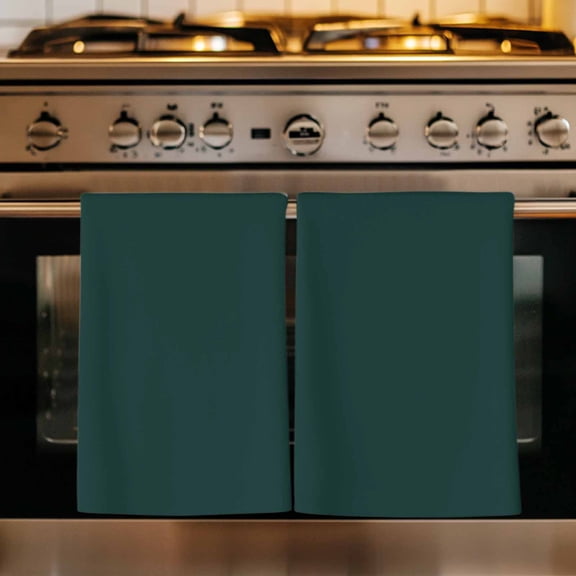 Pure Dark Green Kitchen Towels Set of 4, Simple Solid Color Absorbent Dish Towels for Kitchen, Microfiber Hand Towel, Quick Drying Tea Towel for Cleaning Decorative Dishcloths