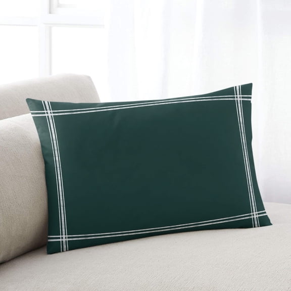 Pure Dark Green Throw Pillow Covers, Simple Solid Color Soft Breathable Pillow Cases with Invisible Zipper for Sleeping, Small Pillowcases for Couch Bed Sofa Chair 16x24 Inches