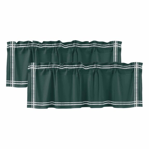 Pure Dark Green Valances for Windows, Simple Solid Color Light Filtering Kitchen Curtains, Rod Pocket Window Valance Curtains for Living Room Bedroom, 60" W x 18" L, 2 Panels