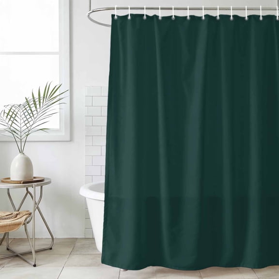 Pure Dark Green Waterproof Fabric Shower Curtain, Simple Solid Color Waterproof Fabric Shower Curtain for Bathroom Curtains Bathtubs Hotel Washable Shower Curtains with 12 Hooks Small 36x78in