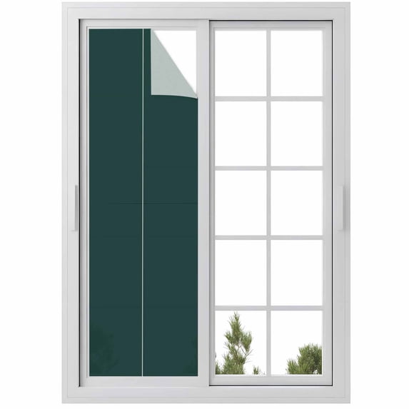 Pure Dark Green Window Privacy Film, Simple Solid Color Static Cling UV Sun Blocking Heat Control Window Tint Day and Night, Non-Adhesive Reusable One Way Windows Privacy Cover 17.7''x78.7''