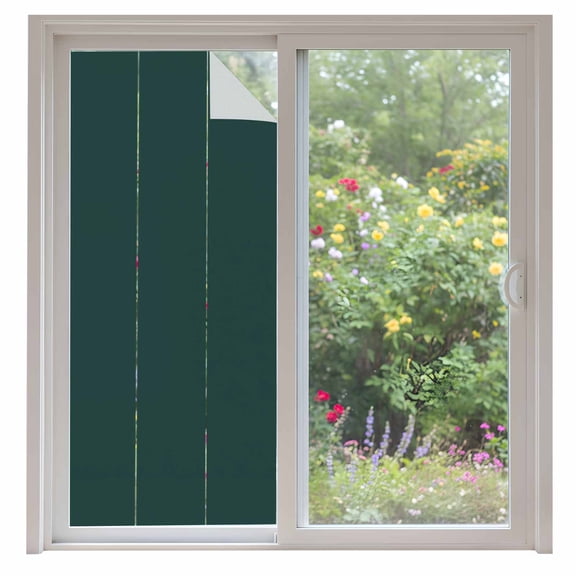 Pure Dark Green Window Privacy Film, Simple Solid Color Static Cling UV Sun Blocking Heat Control Window Tint Day and Night, Non-Adhesive Reusable One Way Windows Privacy Cover 35.4''x78.7''