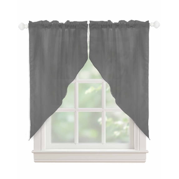 Pure Dark Grey Swag Valances for Windows, Simple Solid Color Rod Pocket Sheer Valances for Large Windows, Swag Toppers Light Filtering for Kitchen Living Room 2 Panels 36''x63''