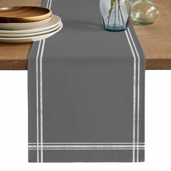 Pure Dark Grey Table Runner, Simple Solid Color Washable Cotton Linen Table Runners 48 Inches Long, Dresser Scarf Runner for Nightstand/Coffee/End Tables 13''x48''