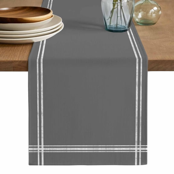 Pure Dark Grey Table Runner, Simple Solid Color Washable Cotton Linen Table Runners 48 Inches Long, Dresser Scarf Runner for Nightstand/Coffee/End Tables 13''x48''