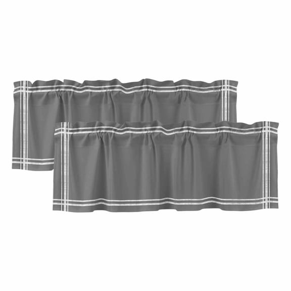 Pure Dark Grey Valances for Windows, Simple Solid Color Light Filtering Kitchen Curtains, Rod Pocket Window Valance Curtains for Living Room Bedroom, 54" W x 18" L, 2 Panels