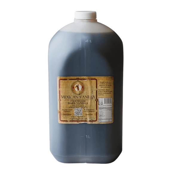 Pure Dark Mexican Vanilla Extract Gluten Free Vanilla for Baking Cakes, Cookies, Desserts, Coffee & Beverages Natural, Bold Flavour 4 Liter / 135.25 fl oz bottle
