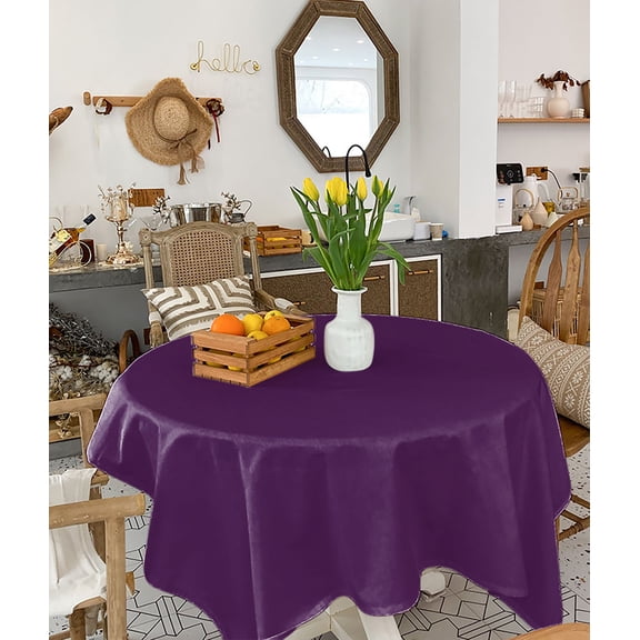 Pure Dark Purple Tablecloth Square Table Cloth 54x54, Waterproof Tablecloth Outdoor Table Cloth, Simple Solid Color Washable Table Cover for Kitchen Dining Party