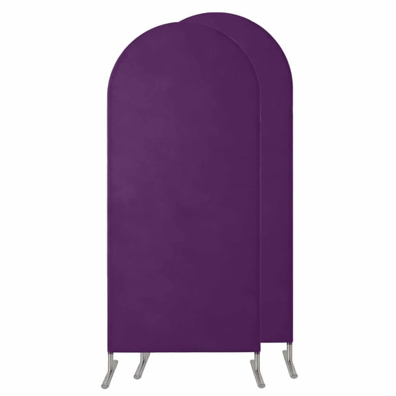 Pure Dark Purple Wedding Arch Cover, Stretchy Spandex Arch Backdrop Stand Covers 6 FT, Simple Solid Color Round Top Arched Backdrop Cover for Birthday Party Ceremony Baby Shower Event