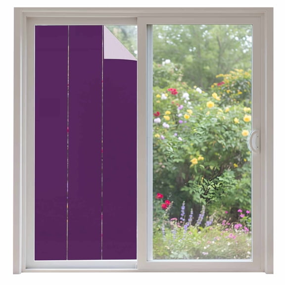 Pure Dark Purple Window Privacy Film, Simple Solid Color Static Cling UV Sun Blocking Heat Control Window Tint Day and Night, Non-Adhesive Reusable One Way Windows Privacy Cover 35.4''x78.7''