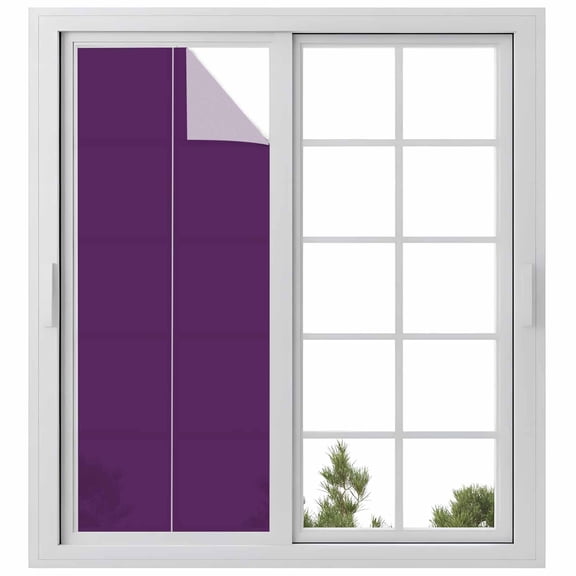Pure Dark Purple Window Privacy Film, Simple Solid Color Static Cling UV Sun Blocking Heat Control Window Tint Day and Night, Non-Adhesive Reusable One Way Windows Privacy Cover 23.6''x59''