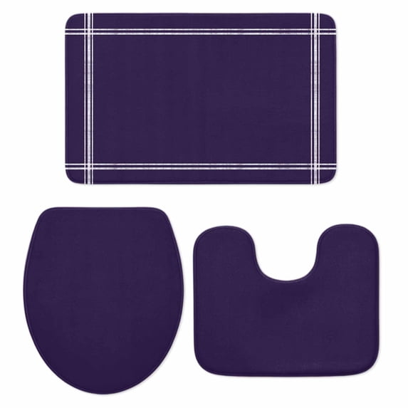 Pure Darkorchid Bath Mat 3 Piece Bathroom Rug Set, Simple Solid Color Non Slip Bath Rug Contour Mat and Toilet Lid Cover, Absorbent Shower Mats Soft Bath Rugs and Mats Sets