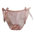 thumbnail image 1 of Pure Desire Sexy Bow French Lace Panties Women's Low Waist Seamless Cotton Crotch Breathable Large Size Briefs, 1 of 2