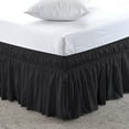 thumbnail image 1 of Pure Dreams Wrap Around Dust Ruffle Bed Skirt, 100% Microfiber, 12 Inch Drop, Easy Fit Elastic Strap- Black Full Size, 1 of 6