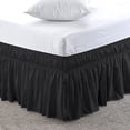 thumbnail image 1 of Pure Dreams Wrap Around Dust Ruffle Bed Skirt, 100% Microfiber, 22 Inch Drop, Easy Fit Elastic Strap- Black Queen Size, 1 of 6