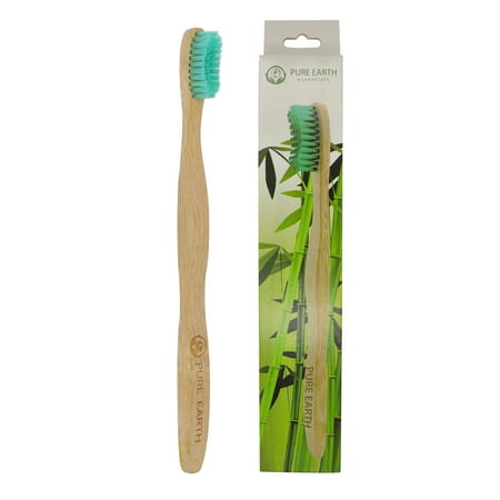 Pure Earth Essentials - Bamboo Toothbrushes for Adults - Soft Nylon Bristles (Pack of 1, Green)