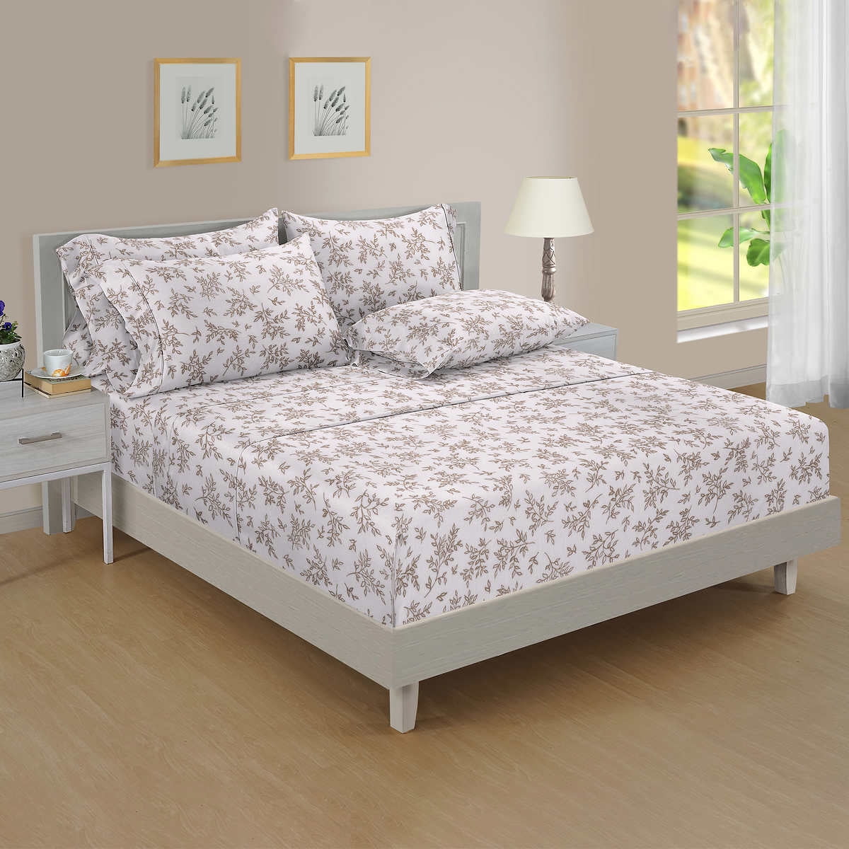 Pure Earth Organic Cotton 6piece Sheet Set Beige, Queen