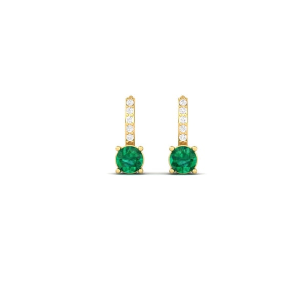 Pure Elegance 925 Silver 14K White Gold Over Green Emerald Birthstone Hook French Fish Ear Wire Dangle Earrings for Women