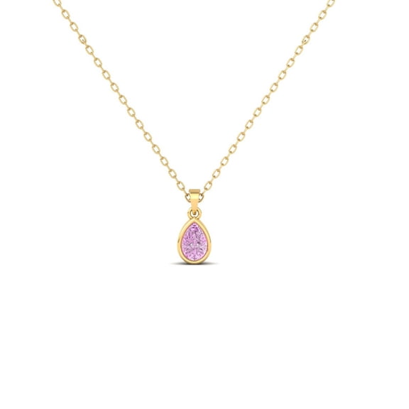 Pure Elegance Dazzling 0.40 Ct Pear Cut Light Amethyst Bezal Set Solitaire Pendant Necklace In 925 Silver 14K Rose Gold Over For Women