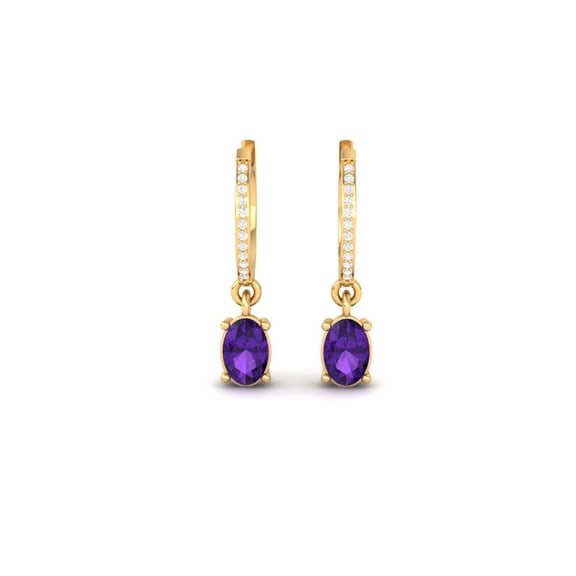 Pure Elegance Drop Dangle Earrings for Women 14K Rose Gold Over Silver Oval Cut Purple Amethyst Birthstone
