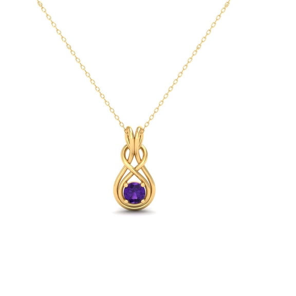 Pure Elegance Infinity Twisted knot Purple Amethyst Gemstone Women Pendant Necklace In 925 Silver 14K White Gold Over