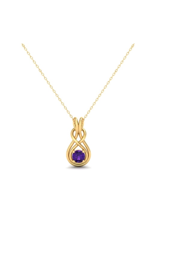 Infinity Twisted knot Purple Amethyst Gemstone Women Pendant Necklace In 925 Silver 14K White Gold Over