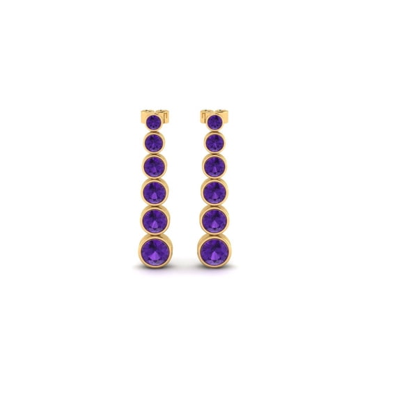 Pure Elegance Journey Earrings For Women 14K Yellow Gold Over Silver Round Cut Purple Amethyst Birthstone