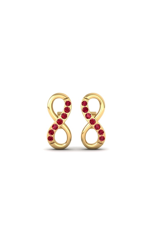 Round-Cut Ruby Infinity Shape Earrings In 14K Yellow Gold Over 925 Sterling Silver