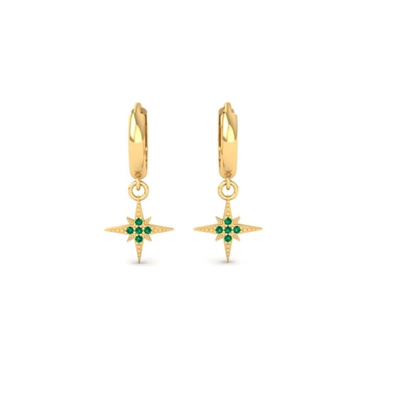 Pure Elegance Starburst Dangle Earrings for Women 14K Rose Gold Over Silver Round Cut Green Emerald Birthstone