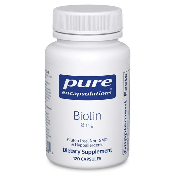Pure Encapsulations Biotin 8 mg - B Vitamin Supplement to Aid Stress Relief, Hair, Skin & Nail Strengthening, Metabolism, Carbohydrate Support & Nervous System* - With Premium Biotin - 120 Capsules