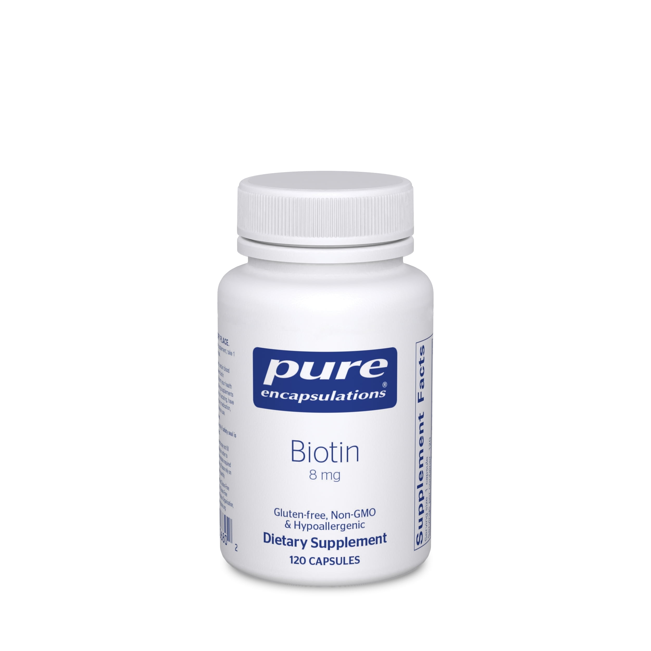 Pure Encapsulations Biotin 8 mg | B Vitamin Supplement for Stress Relief, Hair, Skin, and Nail Strengthening, Metabolism, Carbohydrate Support, and Nervous System* | 120 counts