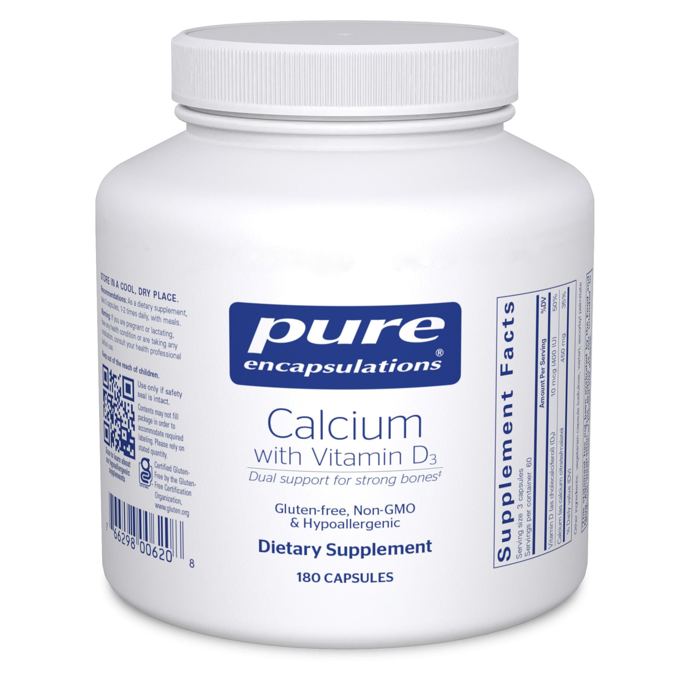 Pure Encapsulations Calcium with Vitamin D3 | Dietary Supplement to Support Bone, Colon, and Cardiovascular Health* | 180 Capsules